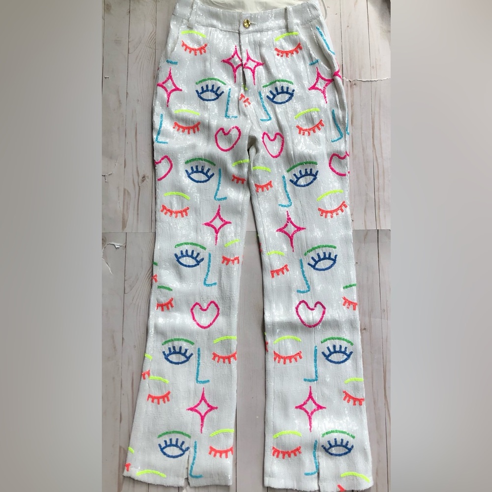 Sold Out Queen Of Sparkles Sequin Face Pants